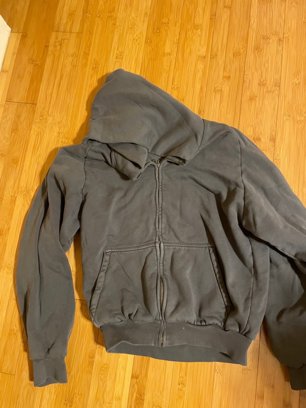 Gray Zip-Up Hooded Sweatshirt